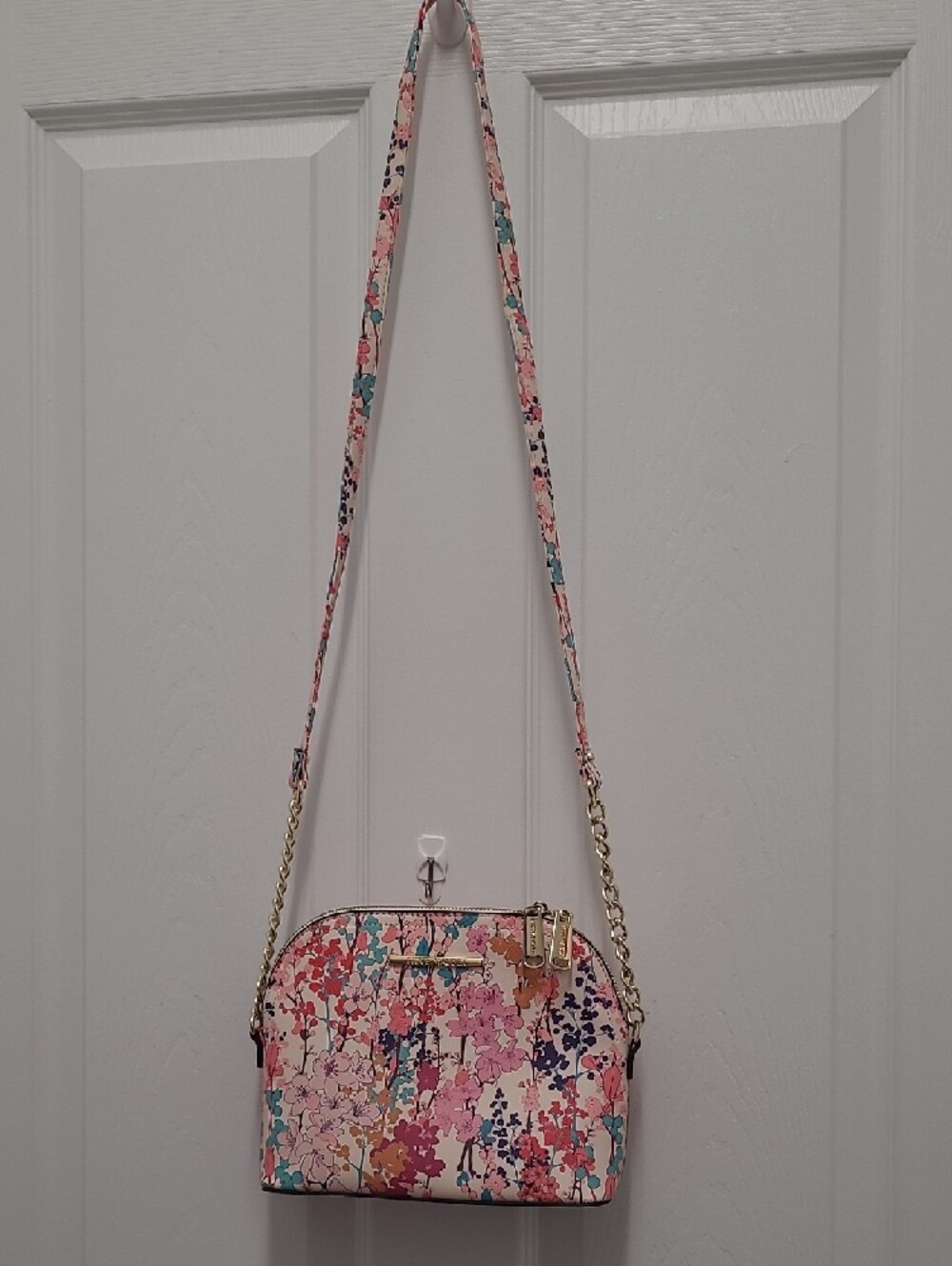 Steve Madden Floral Dome Med Size Crossbody in Pink, Teal & Navy